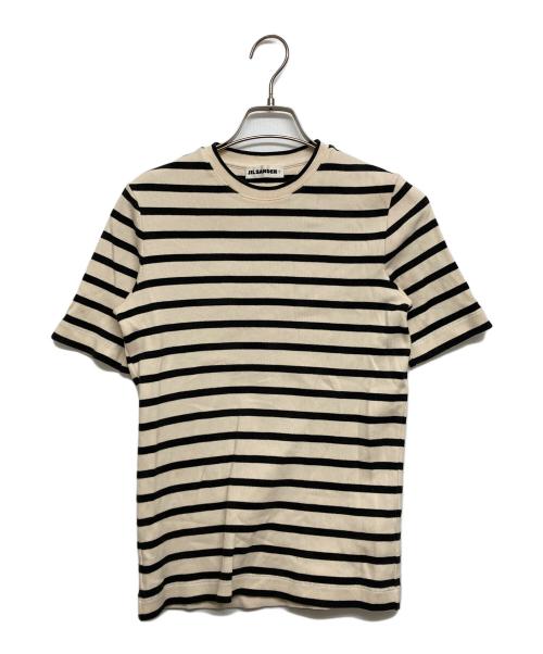 JIL SANDER+（ジルサンダープラス）JIL SANDER+ (ジルサンダープラス) ロゴパッチボーダーTシャツ ホワイト×ブラック サイズ:SIZE XSの古着・服飾アイテム