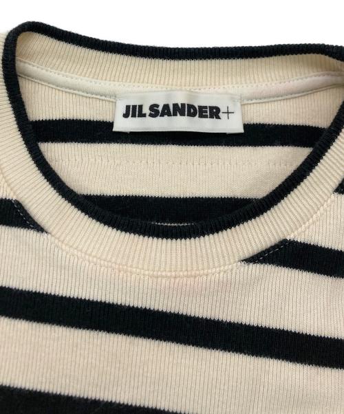 JIL SANDER+（ジルサンダープラス）JIL SANDER+ (ジルサンダープラス) ロゴパッチボーダーTシャツ ホワイト×ブラック サイズ:SIZE XSの古着・服飾アイテム