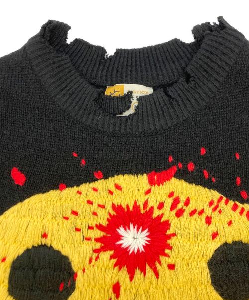 SAINT MICHAEL（セントマイケル）SAINT MICHAEL (セントマイケル) CP CREW KNITSMILEダメージ加工ニット ブラック サイズ: SIZE Mの古着・服飾アイテム