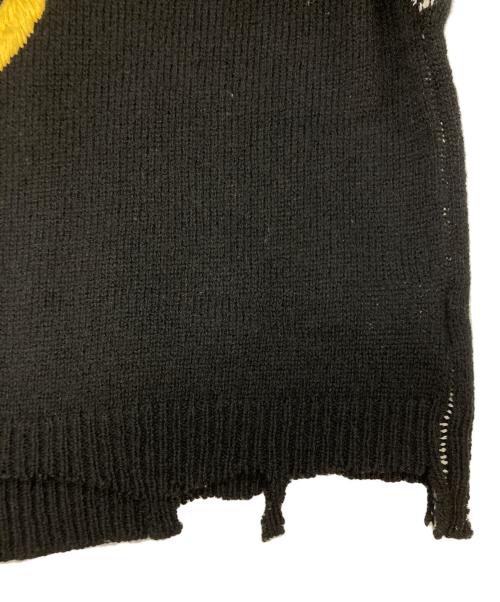 SAINT MICHAEL（セントマイケル）SAINT MICHAEL (セントマイケル) CP CREW KNITSMILEダメージ加工ニット ブラック サイズ: SIZE Mの古着・服飾アイテム