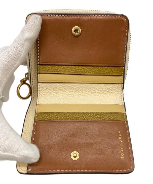 TORY BURCH（トリーバーチ）TORY BURCH (トリーバーチ) ラウンドジップウォレット イエロー×ベージュ サイズ:実寸サイズをご参照下さい。の古着・服飾アイテム