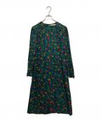GIVENCHY GLAMOURジバンシーグラマー）の古着「総柄シルクワンピース」｜グリーン