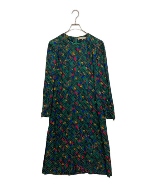 GIVENCHY GLAMOUR（ジバンシーグラマー）GIVENCHY GLAMOUR (ジバンシーグラマー) 総柄シルクワンピース グリーン サイズ:SIZE 13の古着・服飾アイテム