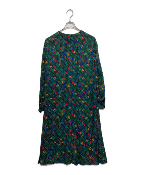 GIVENCHY GLAMOUR（ジバンシーグラマー）GIVENCHY GLAMOUR (ジバンシーグラマー) 総柄シルクワンピース グリーン サイズ:SIZE 13の古着・服飾アイテム