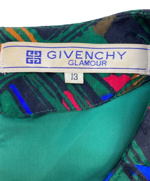 GIVENCHY GLAMOUR（ジバンシーグラマー）GIVENCHY GLAMOUR (ジバンシーグラマー) 総柄シルクワンピース グリーン サイズ:SIZE 13の古着・服飾アイテム