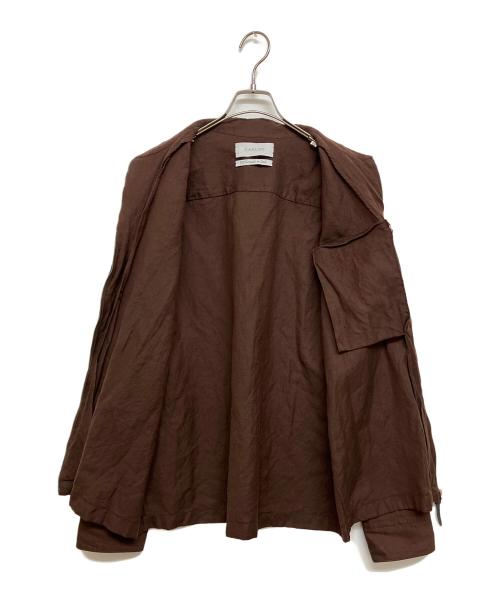 CARUSO（カルーゾ）CARUSO (カルーゾ) ウール リネン ジップブルゾン ブラウン サイズ:SIZE48の古着・服飾アイテム
