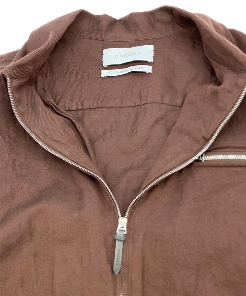 CARUSO（カルーゾ）CARUSO (カルーゾ) ウール リネン ジップブルゾン ブラウン サイズ:SIZE48の古着・服飾アイテム