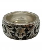 GUCCIグッチ）の古着「Thin Silver Ring With Feline Head キャットヘッドリング」｜シルバー
