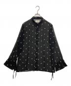 BLANKブランク）の古着「STAR EMBROIDERY SHEER SHIRT スターエンブロイダリー シアーシャツ 025001002001001002」｜ブラック