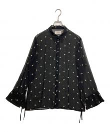 BLANK（ブランク）の古着「STAR EMBROIDERY SHEER SHIRT スターエンブロイダリー シアーシャツ 025001002001001002」｜ブラック