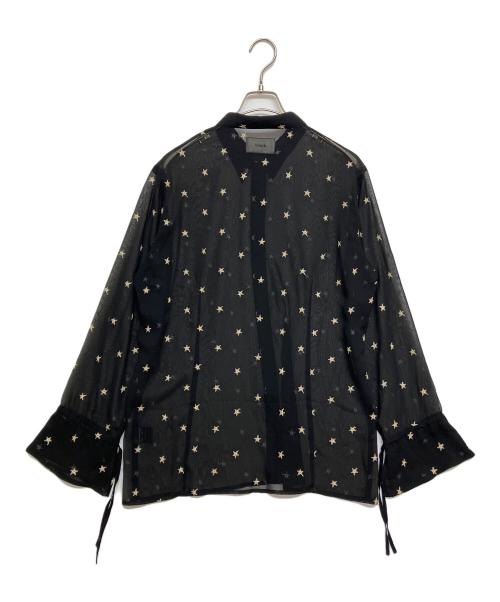 BLANK（ブランク）BLANK (ブランク) STAR EMBROIDERY SHEER SHIRT スターエンブロイダリー シアーシャツ 025001002001001002 ブラック サイズ:SIZE 2の古着・服飾アイテム