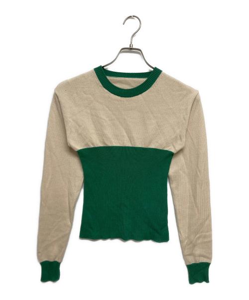 MM6 Maison Margiela（エムエムシックスメゾンマルジェラ）MM6 Maison Margiela (エムエムシックスメゾンマルジェラ) バイカラーニットS52HA0050 グリーン サイズ:SIZE Sの古着・服飾アイテム