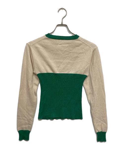 MM6 Maison Margiela（エムエムシックスメゾンマルジェラ）MM6 Maison Margiela (エムエムシックスメゾンマルジェラ) バイカラーニットS52HA0050 グリーン サイズ:SIZE Sの古着・服飾アイテム