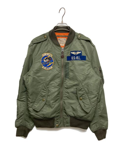 POLO RALPH LAUREN（ポロ・ラルフローレン）POLO RALPH LAUREN (ポロ・ラルフローレン) ワッペンMA-1ジャケット カーキ サイズ:SIZE Sの古着・服飾アイテム