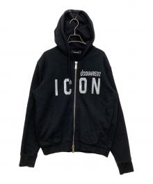 DSQUARED2（ディースクエアード）の古着「ICON ZIP REFRACTIVE PARKA」｜ブラック