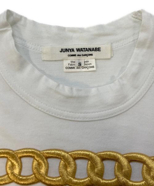 JUNYA WATANABE COMME des GARCONS（(ジュンヤワタナベ コムデギャルソン）JUNYA WATANABE COMME des GARCONS ((ジュンヤワタナベ コムデギャルソン) チェーン刺繍Tシャツ ホワイト サイズ:SIZE Sの古着・服飾アイテム
