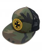 CHROME HEARTSクロムハーツ）の古着「TRUCKER CAP CHプラスパッチ迷彩柄クロスボール付メッシュキャップ」｜カーキ×ブラック