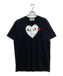 PLAY COMME des GARCONS（プレイコムデギャルソン）の古着「Printed Heart T-Shirt With Red Emblem Black 」｜ブラック