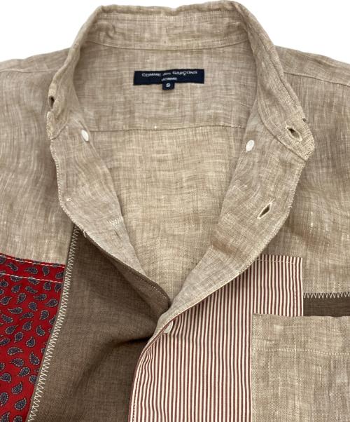 COMME des GARCONS HOMME（コムデギャルソン オム）COMME des GARCONS HOMME (コムデギャルソン オム) パッチワークリネンシャツ ブラウン サイズ:SIZE Sの古着・服飾アイテム