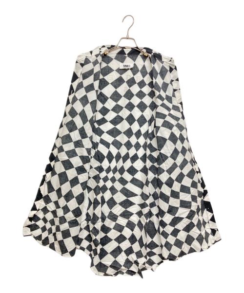 MM6 Maison Margiela（エムエムシックスメゾンマルジェラ）MM6 Maison Margiela (エムエムシックスメゾンマルジェラ) OVERSIZED DISTORTED CHESS PRINT LONG SHIRT ブラック×ホワイト サイズ:SIZE Mの古着・服飾アイテム