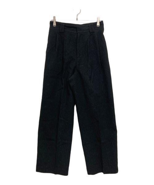 Con te（コンテ）Con te (コンテ) ジャガード タック ワイドパンツ ブラック サイズ:SIZE38の古着・服飾アイテム