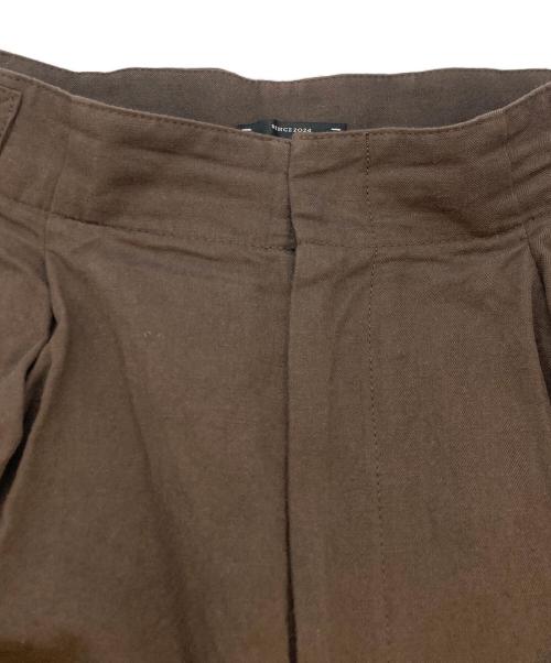 Conte（コンテ）Conte (コンテ) ヘリンボーン タック ワイドパンツ ブラウン サイズ:SIZE38の古着・服飾アイテム