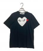 PLAY COMME des GARCONSプレイコムデギャルソン）の古着「Printed Heart T-Shirt With Red Emblem Black/ハートワッペンT」｜ブラック
