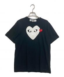 PLAY COMME des GARCONS（プレイコムデギャルソン）の古着「Printed Heart T-Shirt With Red Emblem Black/ハートワッペンT」｜ブラック