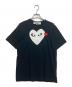 PLAY COMME des GARCONS（プレイコムデギャルソン）の古着「Printed Heart T-Shirt With Red Emblem Black/ハートワッペンT」｜ブラック