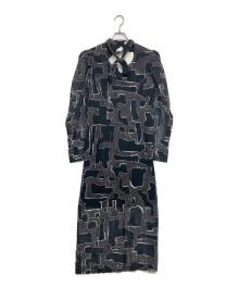 Knuth Marf（クヌースマーフ）の古着「puff sleeve sheer one piece」｜ブラック×グレー