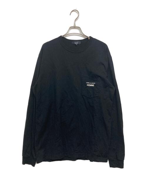 COMME des GARCONS HOMME（コムデギャルソン オム）COMME des GARCONS HOMME (コムデギャルソン オム) ロゴプリント 綿天竺 長袖カットソー ブラック サイズ:SIZE Lの古着・服飾アイテム