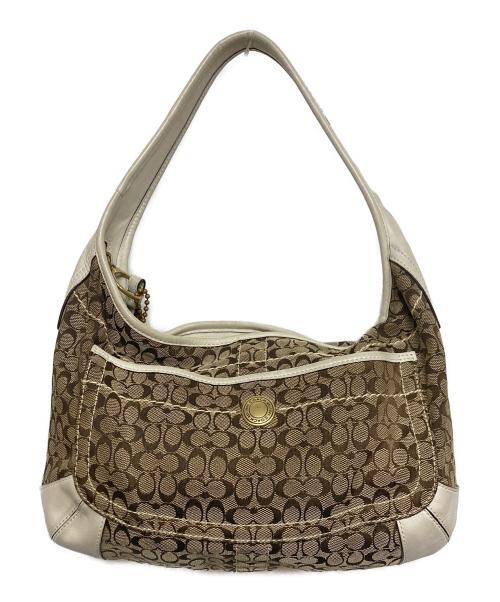 COACH（コーチ）COACH (コーチ) ホーボーバッグ ブラウン×ベージュの古着・服飾アイテム