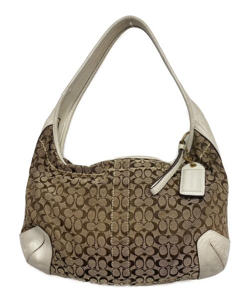 COACH（コーチ）COACH (コーチ) ホーボーバッグ ブラウン×ベージュの古着・服飾アイテム