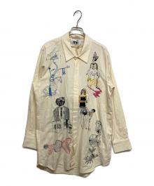 mii×nano・universe（ミー×ナノ・ユニバース）の古着「PACED HAND EMBROIDERED SHIRT」｜ベージュ