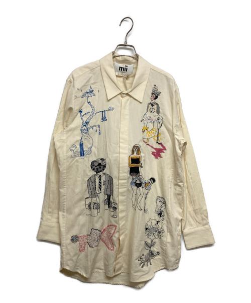 mii（ミー）mii (ミー) nano・universe (ナノ・ユニバース) PACED HAND EMBROIDERED SHIRT ベージュ サイズ:SIZE Mの古着・服飾アイテム