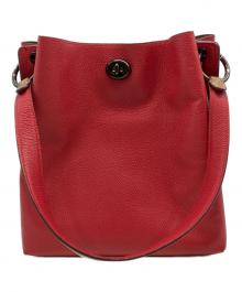 COACH（コーチ）の古着「チャーリーバスケット ショルダーバッグ」｜ベージュ×レッド