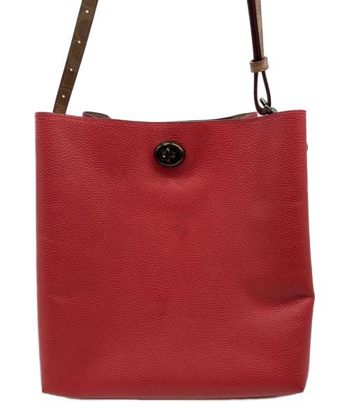 COACH（コーチ）COACH (コーチ) チャーリーバスケット ショルダーバッグ ベージュ×レッド サイズ:実寸サイズをご参照下さい。の古着・服飾アイテム