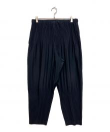HOMME PLISSE ISSEY MIYAKE（オム プリッセ イッセイ ミヤケ）の古着「BASICS プリーツパンツ」｜ネイビー
