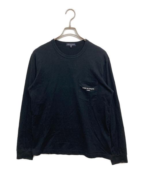 COMME des GARCONS HOMME（コムデギャルソン オム）COMME des GARCONS HOMME (コムデギャルソン オム) 綿天竺 製品プリント L/S Tシャツ ブラック サイズ:SIZE Mの古着・服飾アイテム