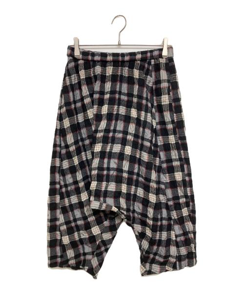 慈雨（ジウ）慈雨 (ジウ) チェックサルエルパンツ ブラック×グレー サイズ:SIZE40の古着・服飾アイテム