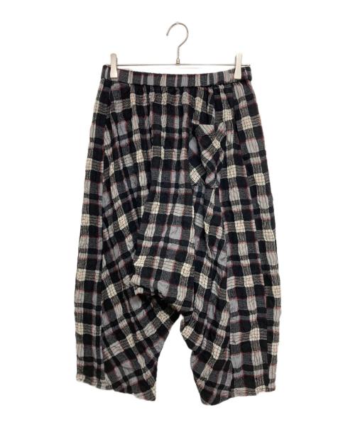 慈雨（ジウ）慈雨 (ジウ) チェックサルエルパンツ ブラック×グレー サイズ:SIZE40の古着・服飾アイテム