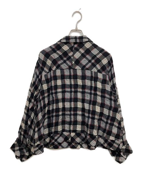 慈雨（ジウ）慈雨 (ジウ) チェックシャツジャケット ブラック×グレー サイズ:SIZE40の古着・服飾アイテム