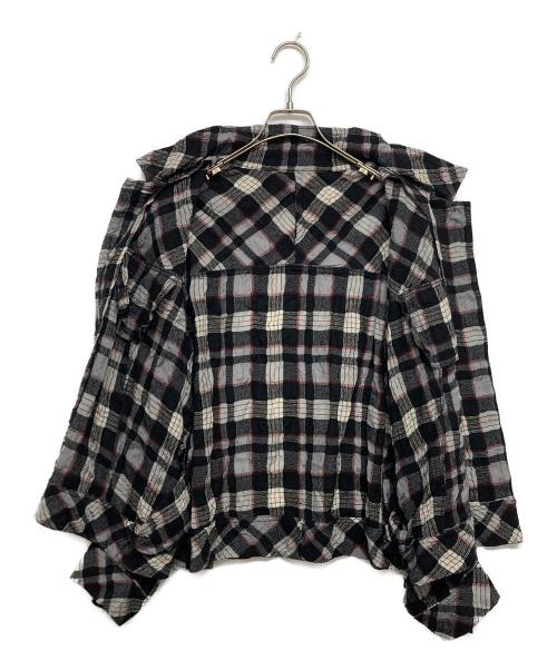 慈雨（ジウ）慈雨 (ジウ) チェックシャツジャケット ブラック×グレー サイズ:SIZE40の古着・服飾アイテム