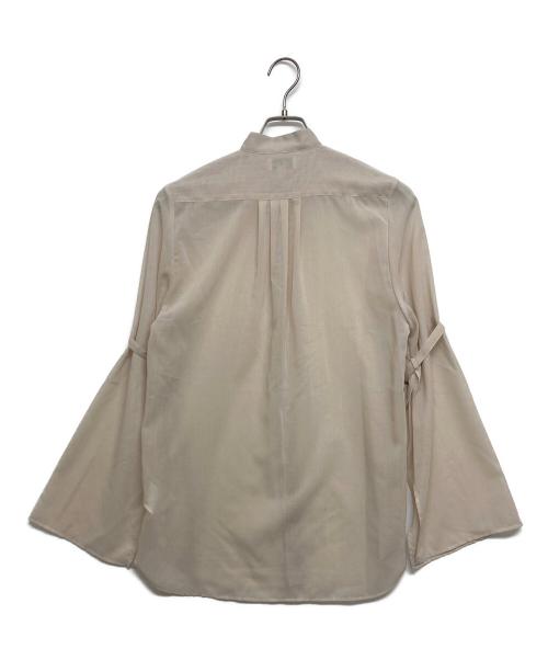 HYKE（ハイク）HYKE (ハイク) ベルテッドスリーブシアーバンドカラーシャツ ベージュ サイズ:SIZE １の古着・服飾アイテム