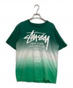 stussyステューシー）の古着「グラデーションロゴTシャツ」｜グリーン×ホワイト