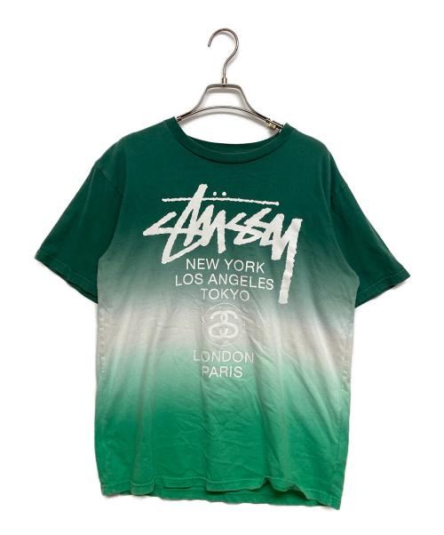 stussy（ステューシー）stussy (ステューシー) グラデーションロゴTシャツ グリーン×ホワイト サイズ:SIZE Mの古着・服飾アイテム