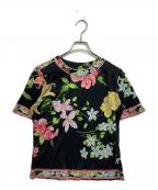 LEONARD FASHIONレオナールファッション）の古着「花柄カットソー」｜ブラック
