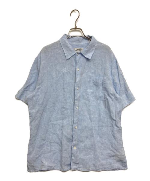 HERMES（エルメス）HERMES (エルメス) リネンシャツ ブルー サイズ:SIZE 16 1/2の古着・服飾アイテム