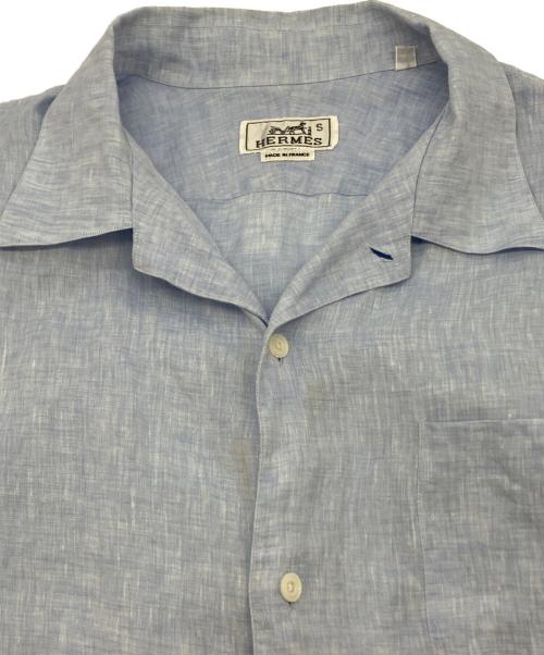HERMES（エルメス）HERMES (エルメス) リネンシャツ ブルー サイズ:SIZE 16 1/2の古着・服飾アイテム