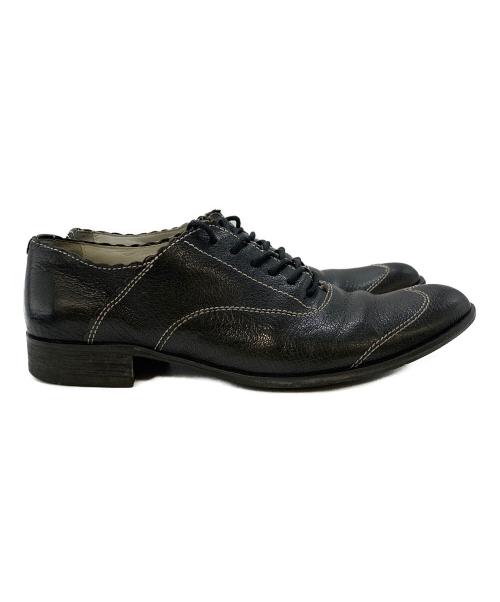 EMPORIO ARMANI（エンポリオ アルマーニ）EMPORIO ARMANI (エンポリオ アルマーニ) ステッチ配色レザーシューズ ブラック サイズ:SIZE40の古着・服飾アイテム